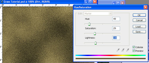 Hue Saturation for Dirt Layer